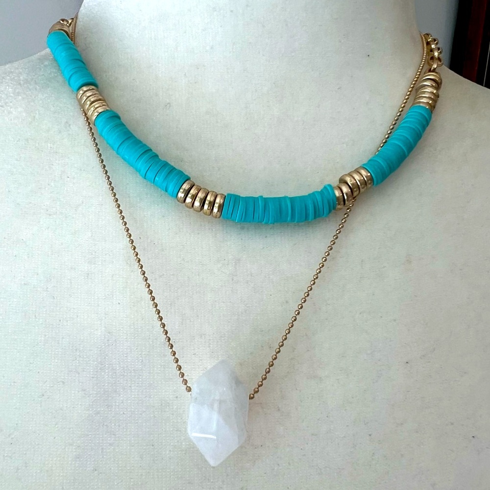 NEW layer necklace turquoise white gold multi layer necklaces boho bohemian